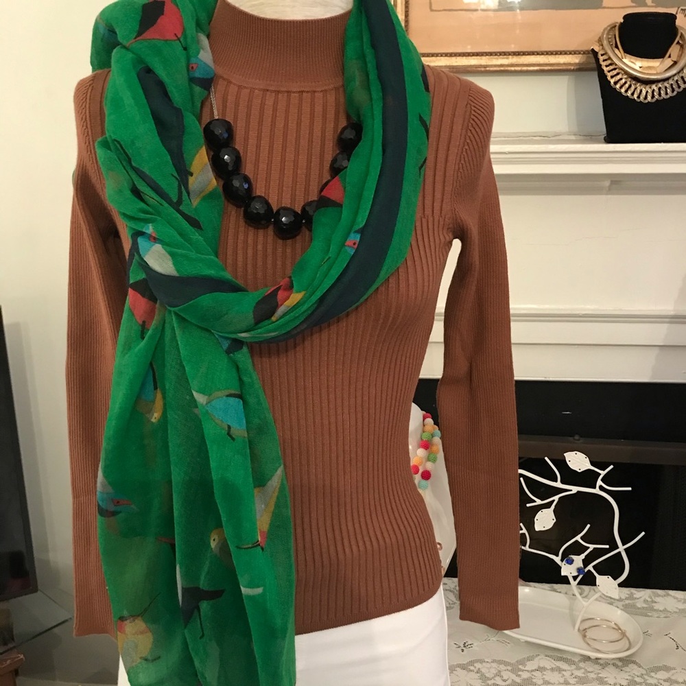 Unbranded Multicolor Rectangular Scarf With Bird … - image 2